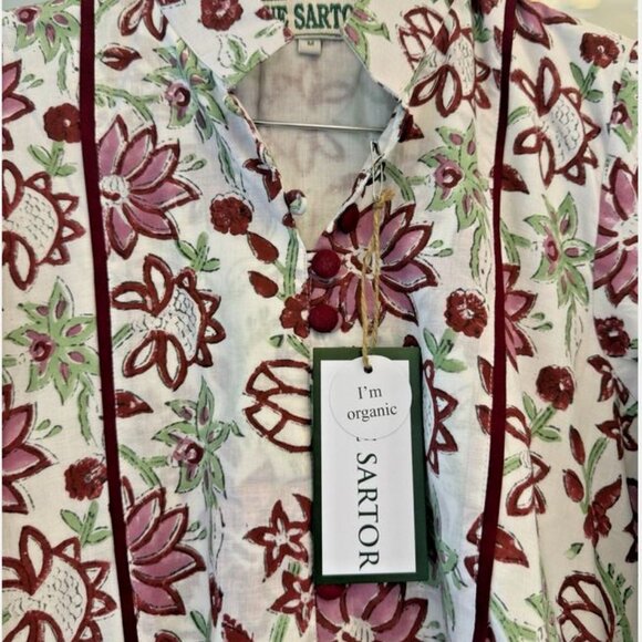 Brand new tuckernuck Sue Sartor maroon , green & white contrast print Dress - Picture 11 of 13